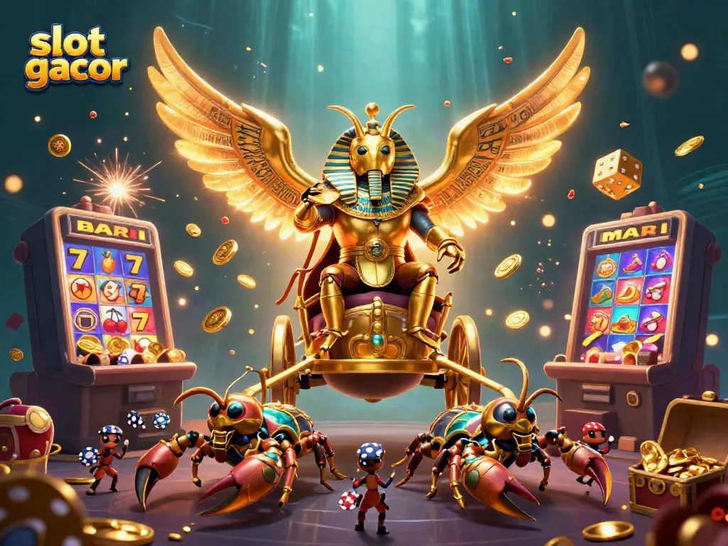 Experience exhilarating wins at slot gacor with a vibrant 3D scene showcasing epic jackpots and casino excitement.