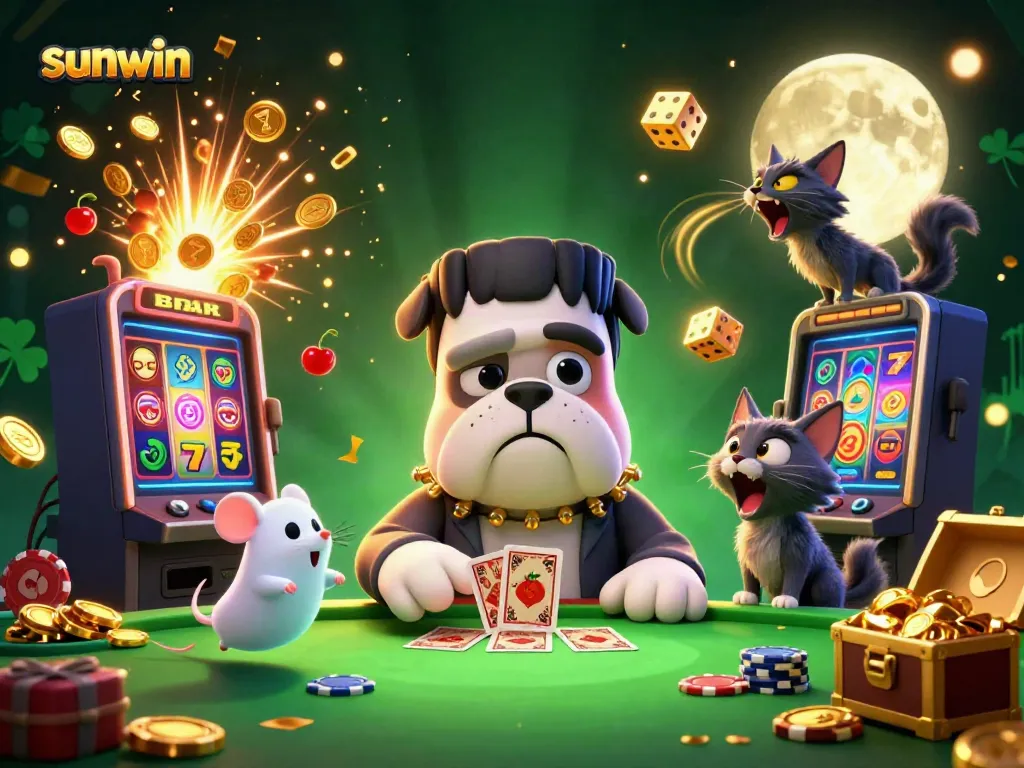 Experience thrilling action at sunwin casino with lively 3D characters and colorful gambling elements.